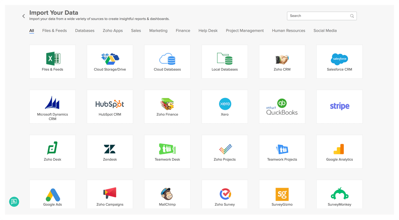 Importation de données pour visualisation Importez des données de toutes sources dans le logiciel de visualisation des données - Zoho Analytics