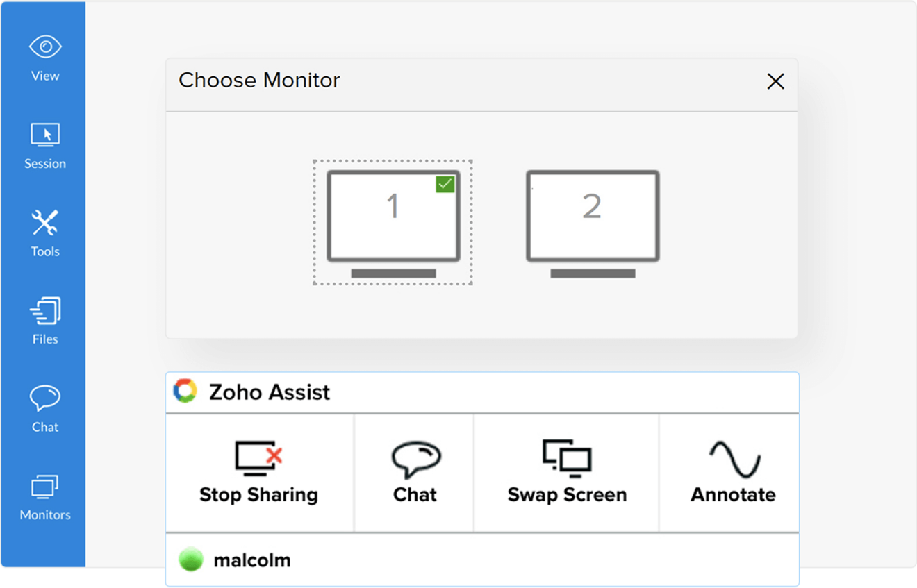Alterne entre varios monitores en escritorios remotos de Mac - Zoho Assist