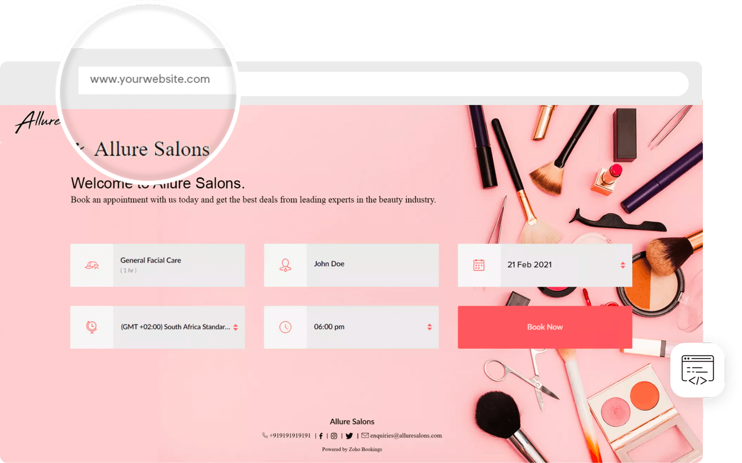 Booking page