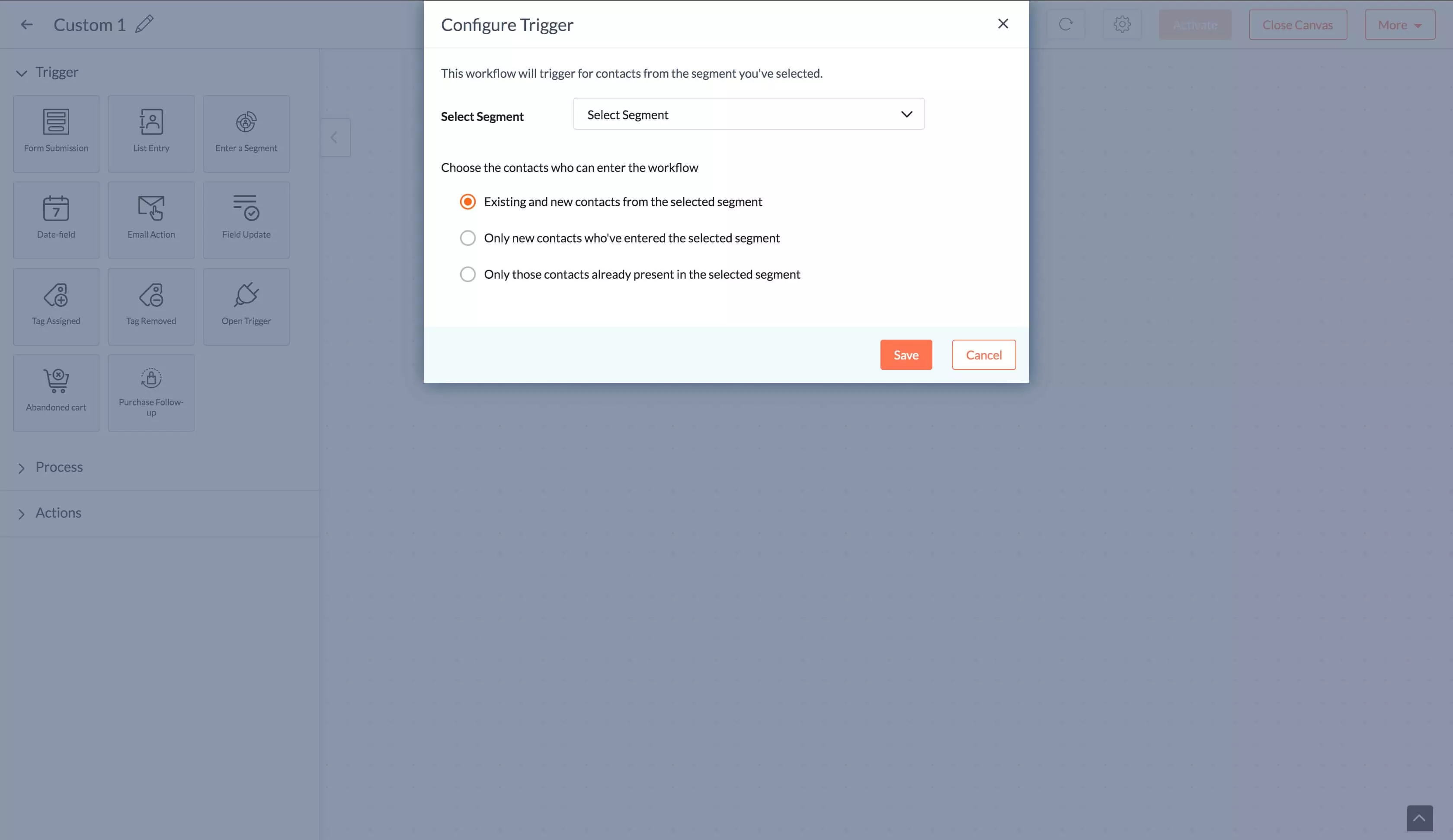 Enter a Segment trigger