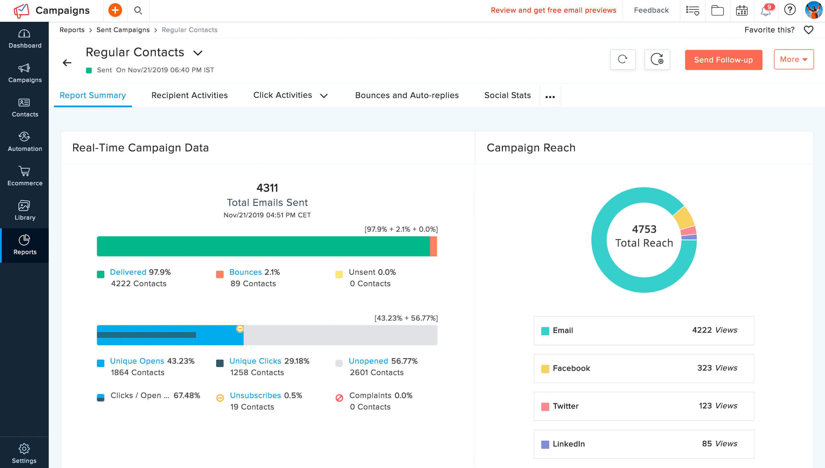email campaign report