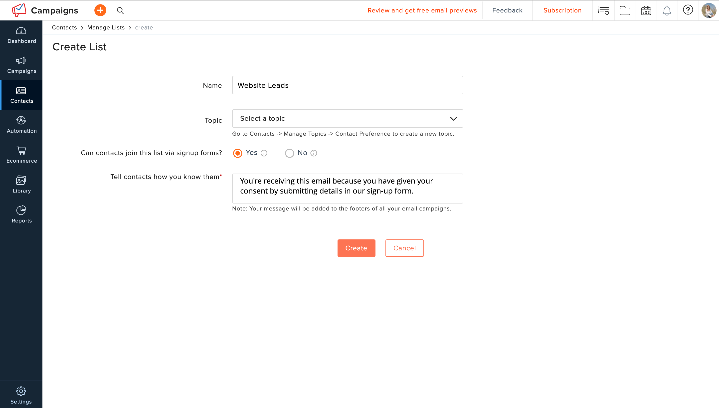 Tell subscribers how you know them