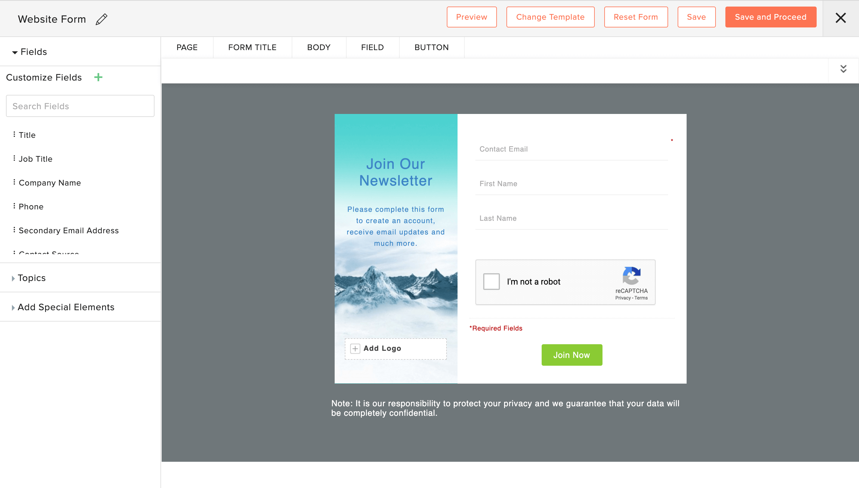 Guarantee data protection with a privacy policy