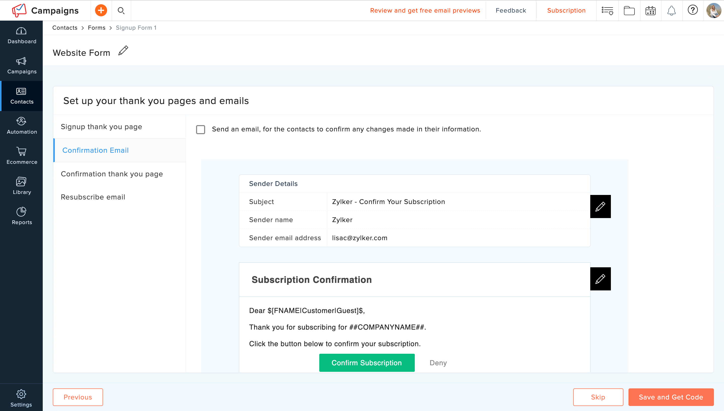 Maintain quality mailing lists with double opt-in