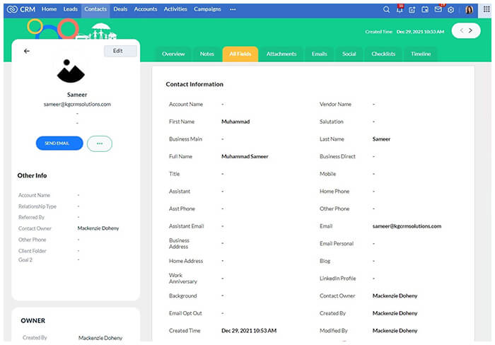 Sample Canvas Template Design by Fairchance for CRM