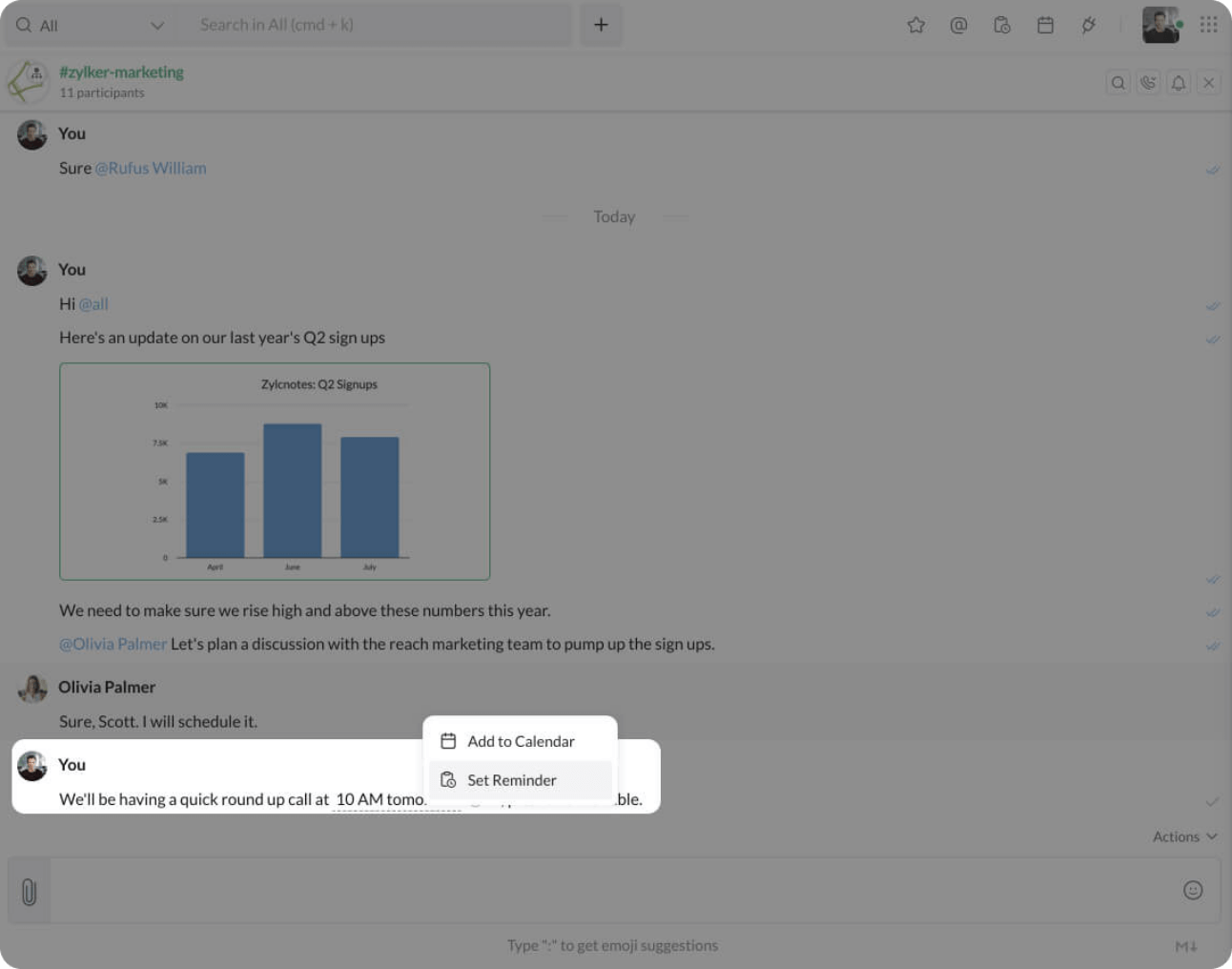 Add reminders directly from messages to keep track of your tasks