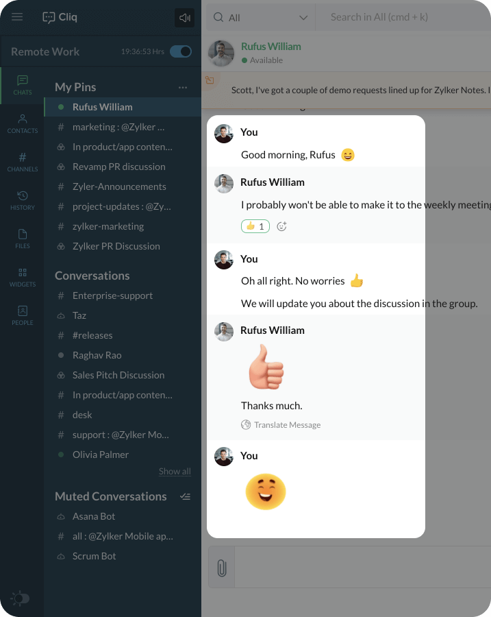 React to conversations with message reactions