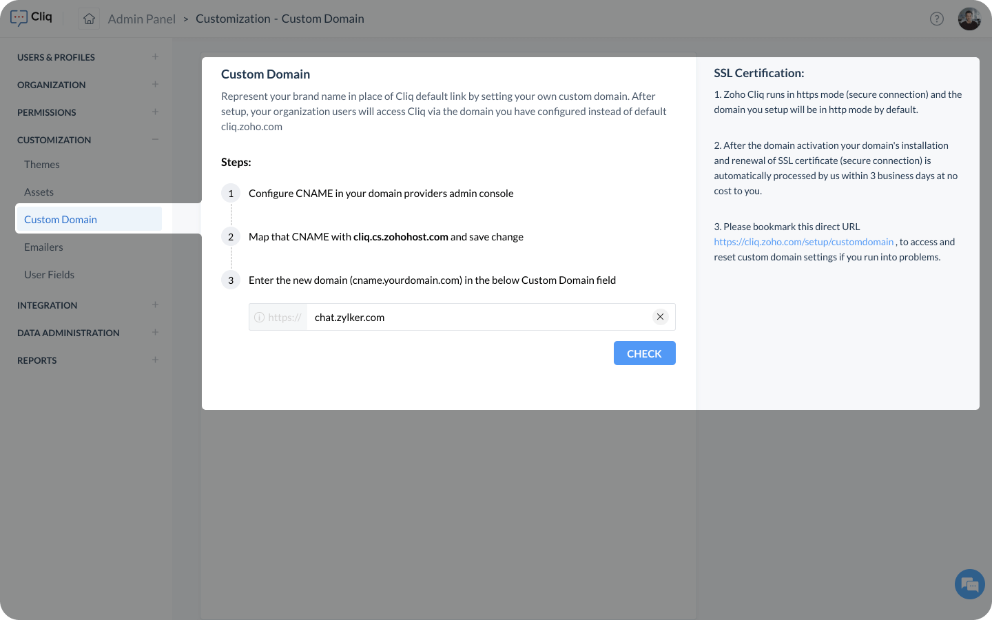 set custom domain