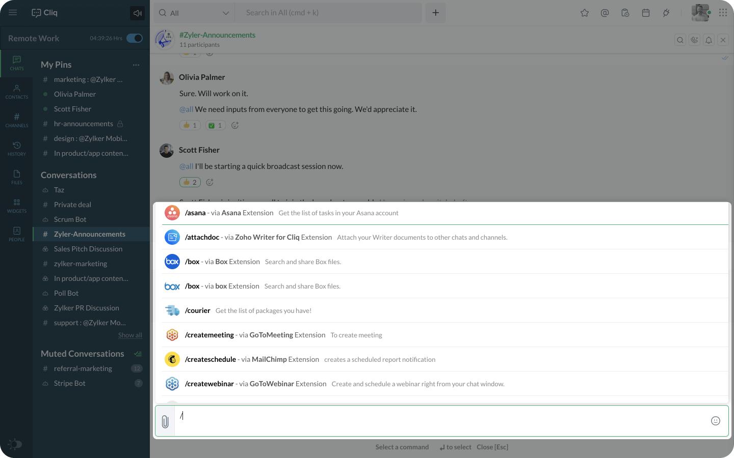 using a command