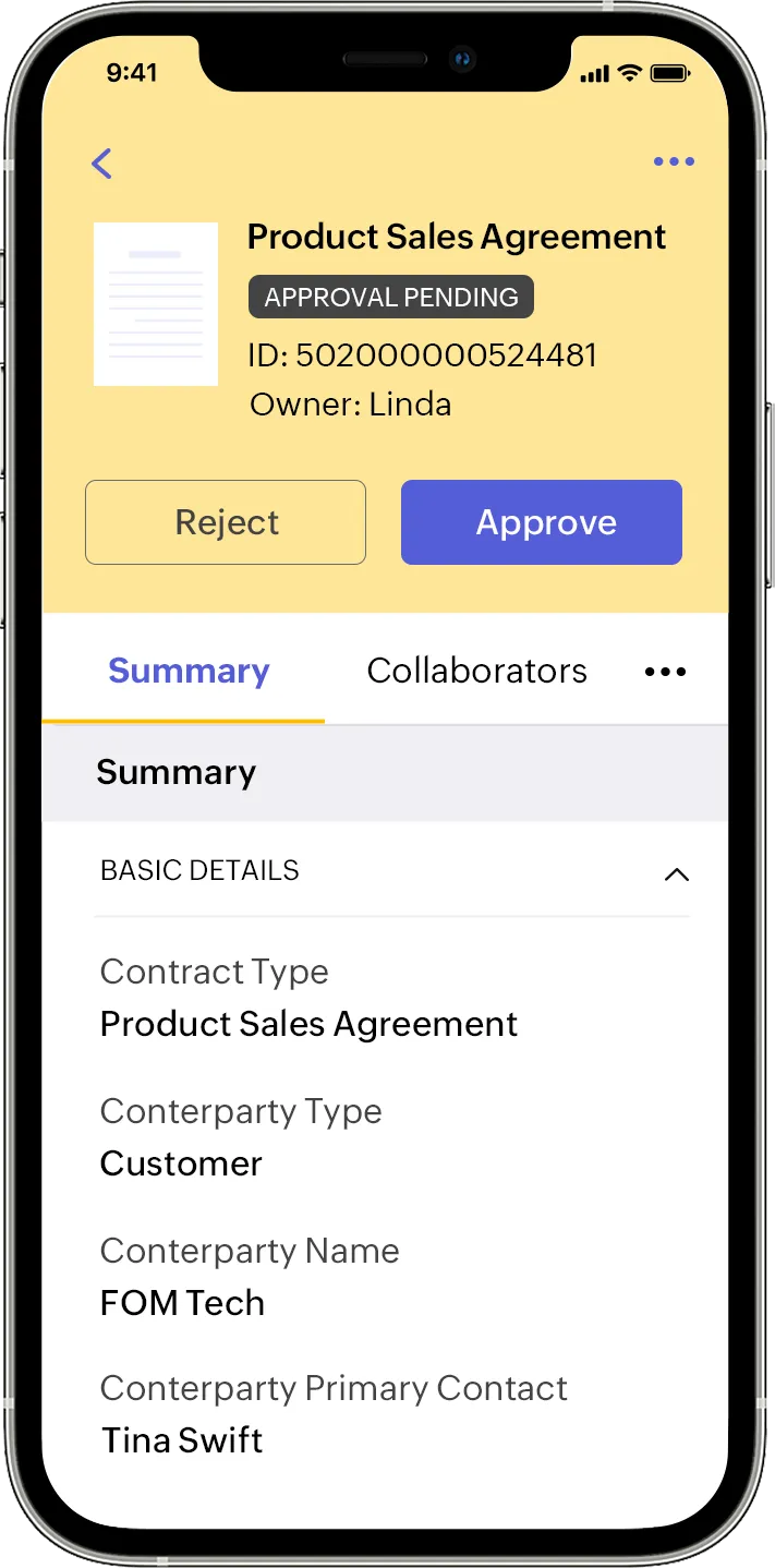 Approve or reject contracts from anywhere