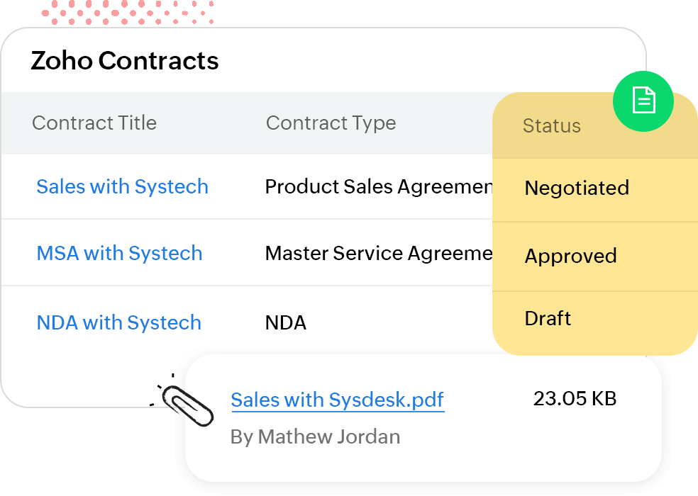 Track the status of contracts