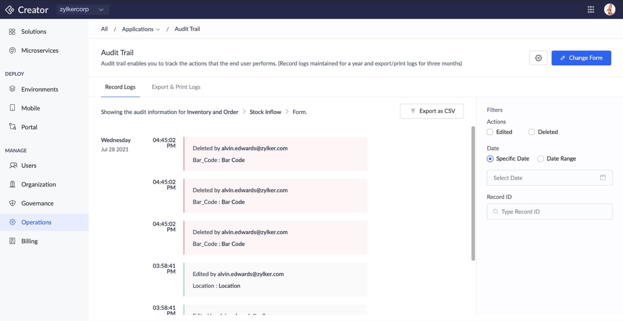 Ensure compliance with audit trails
