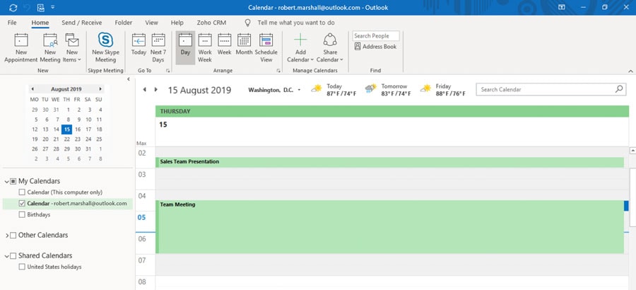 Integrazione con il calendario Outlook CRM - Zoho CRM
