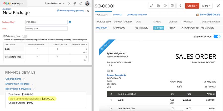 Rastreamento de informações do estoque do CRM – Zoho CRM