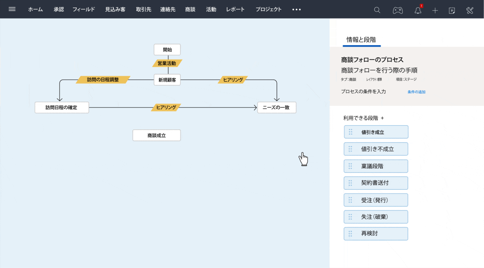 SFAツール機能:ブループリント設定画面