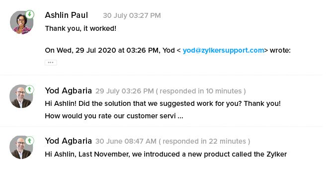 Zoho CRM - Customer support