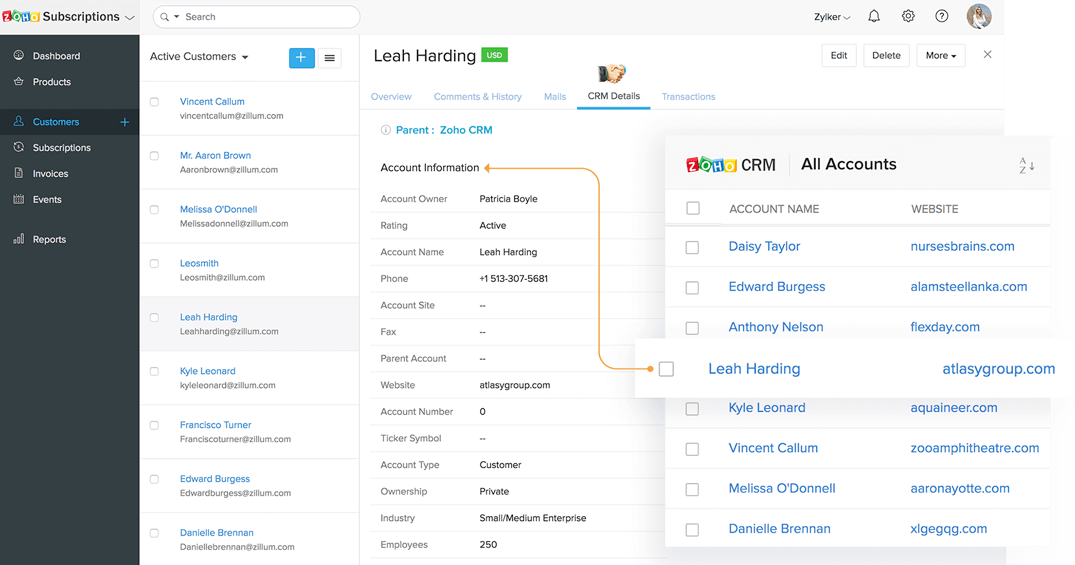 Craft personalized subscription plans for CRM contacts with Zoho subscriptions