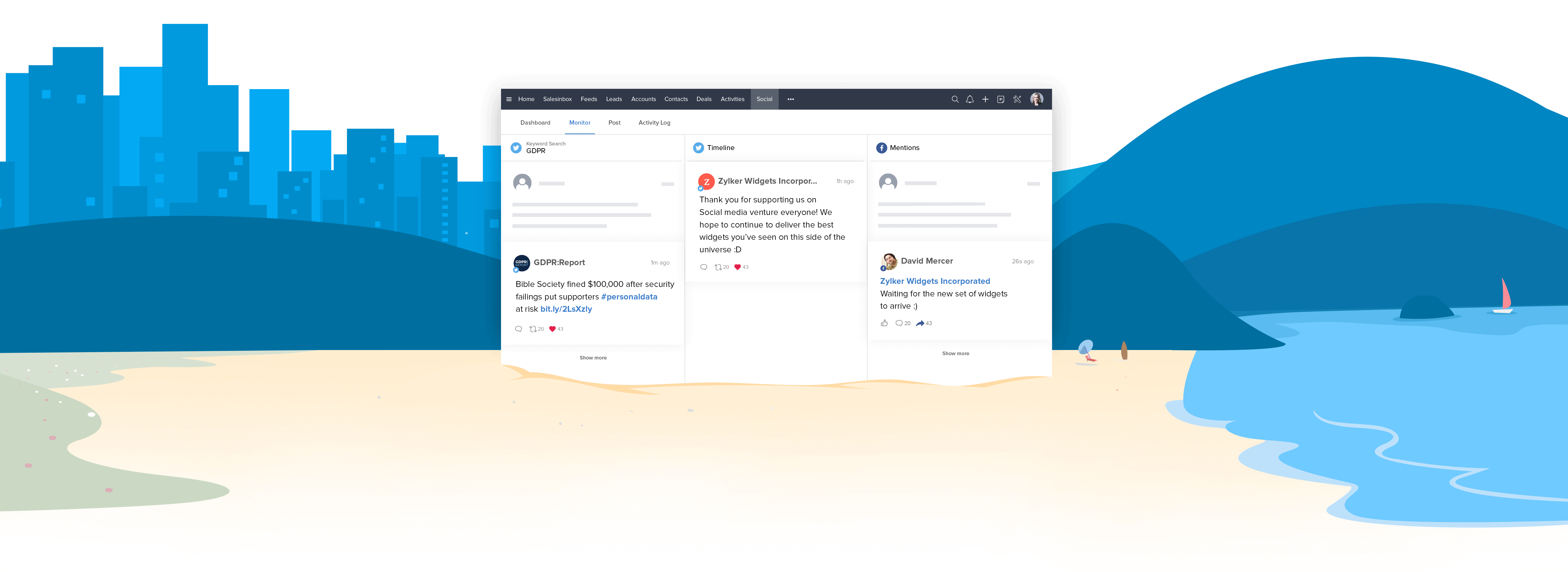 Communiquez avec vos clients par le biais de vos plateformes de réseaux sociaux depuis Zoho CRM
