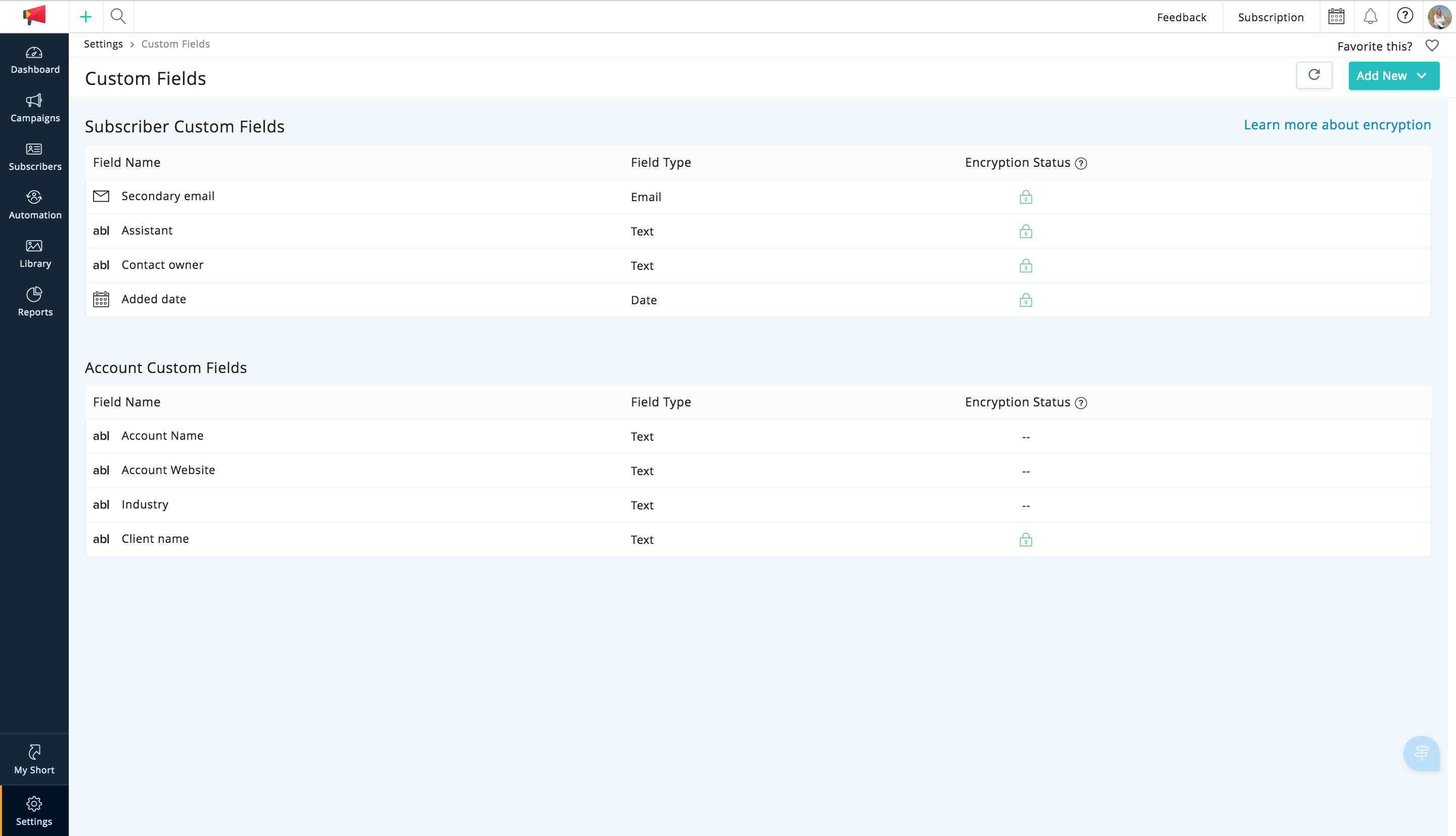 Custom field encryption Custom field encryption