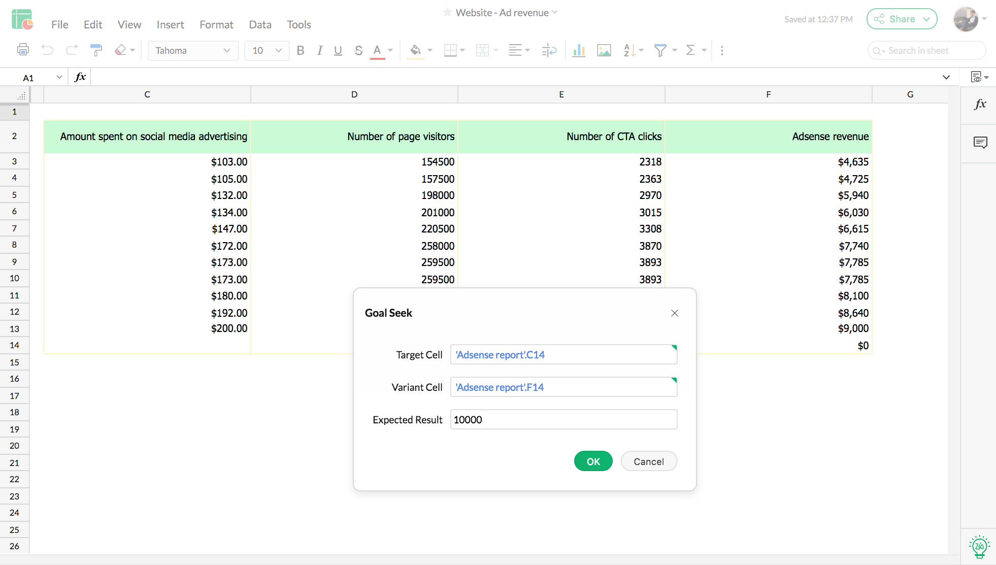 Goal seek will help you take data driven decisions.