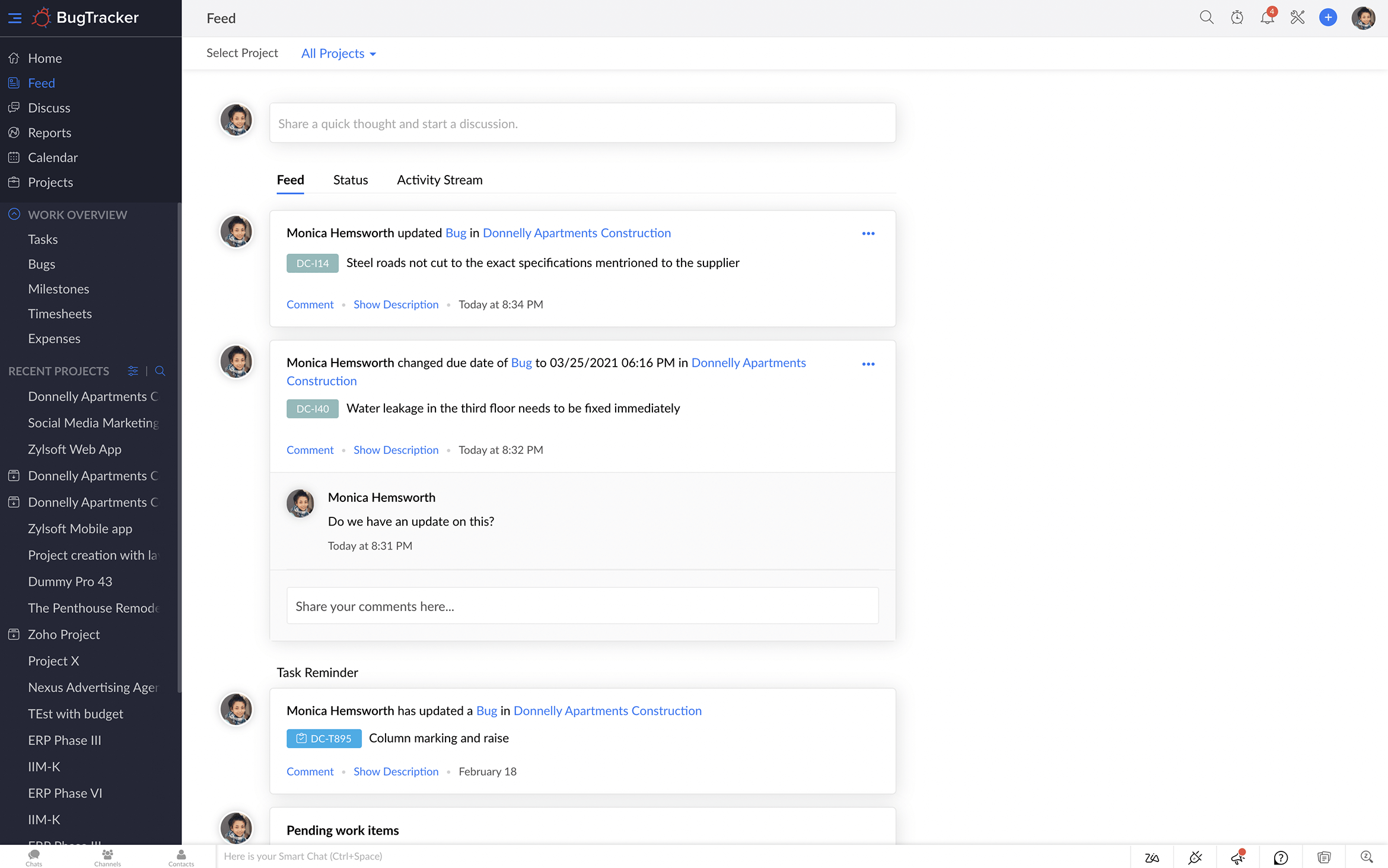 Feed project updates