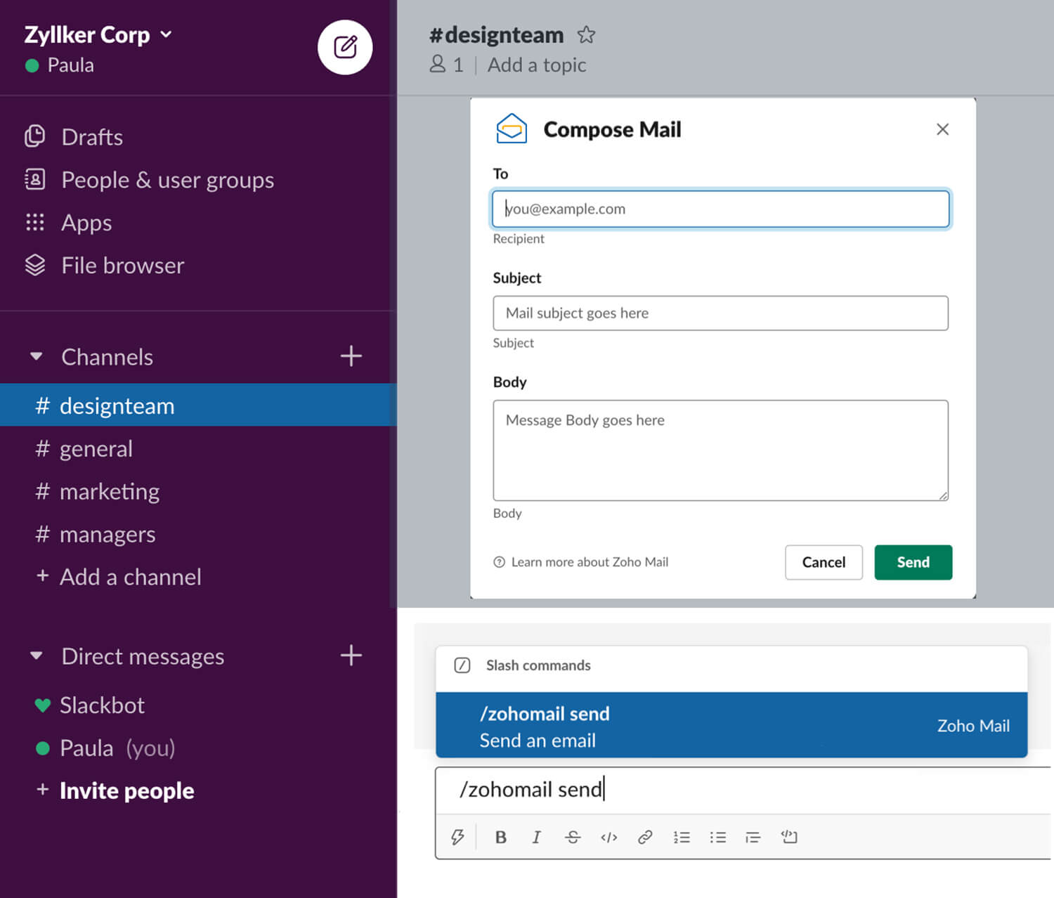 Send emails from Slack