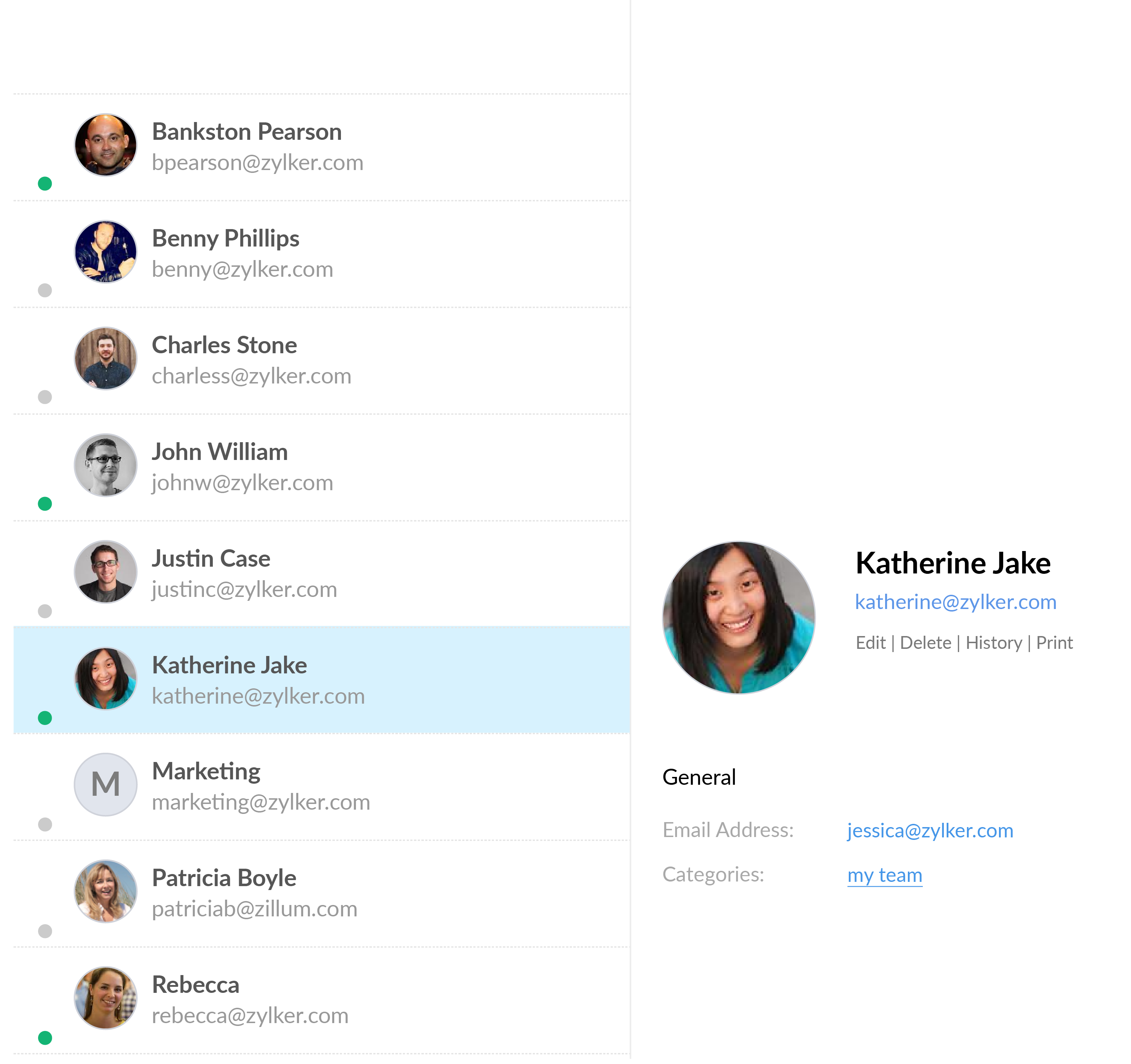 Email contacts