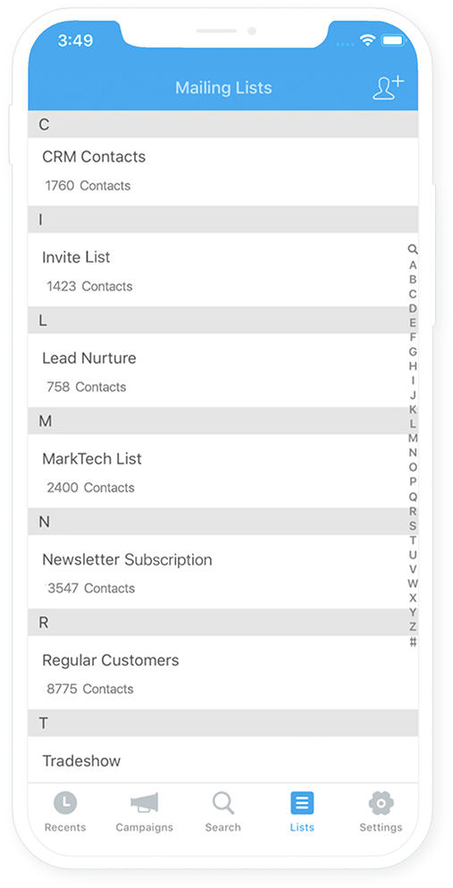 Manage contacts and lists Manage contacts and lists