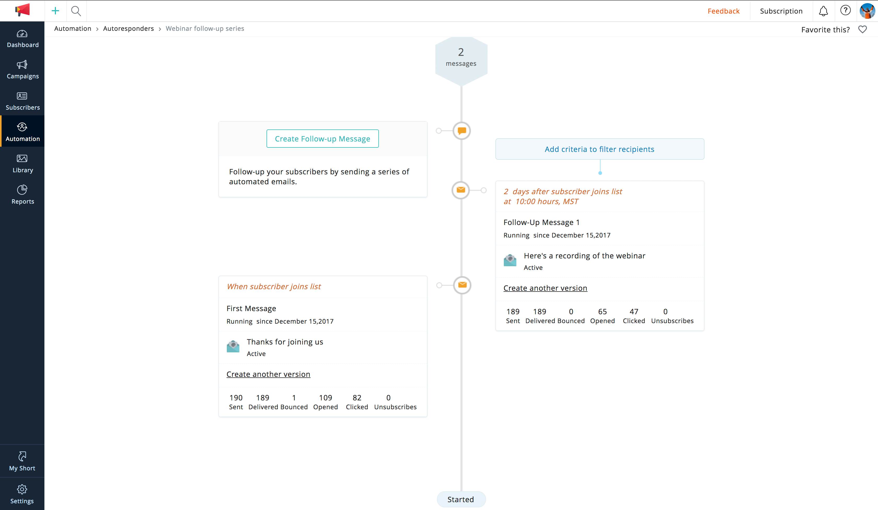 Trigger emails based on subscriber actions