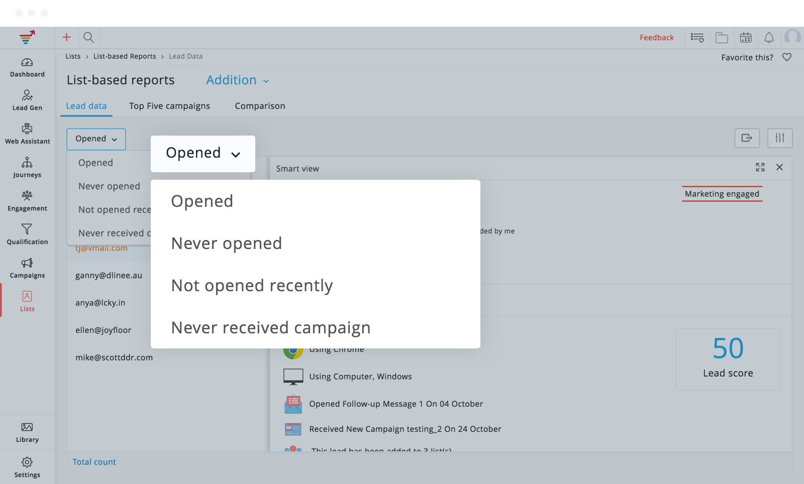 List-based reports