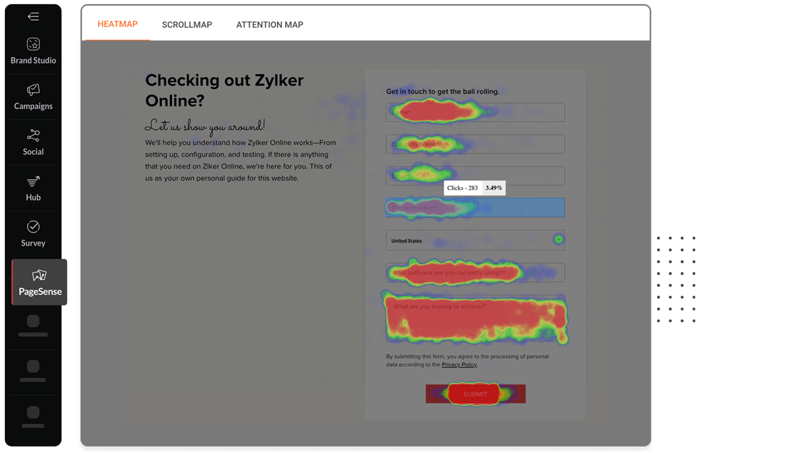 Measure the performance of your website and optimize every section with Zoho Marketing Plus