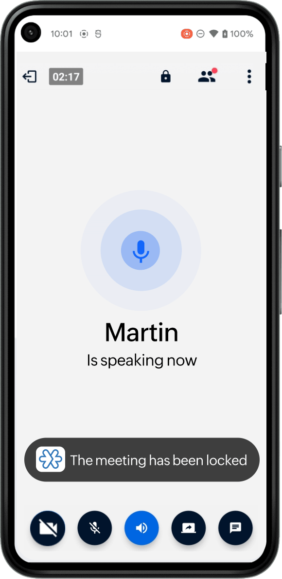 Lock mobile conferences for secure sessions