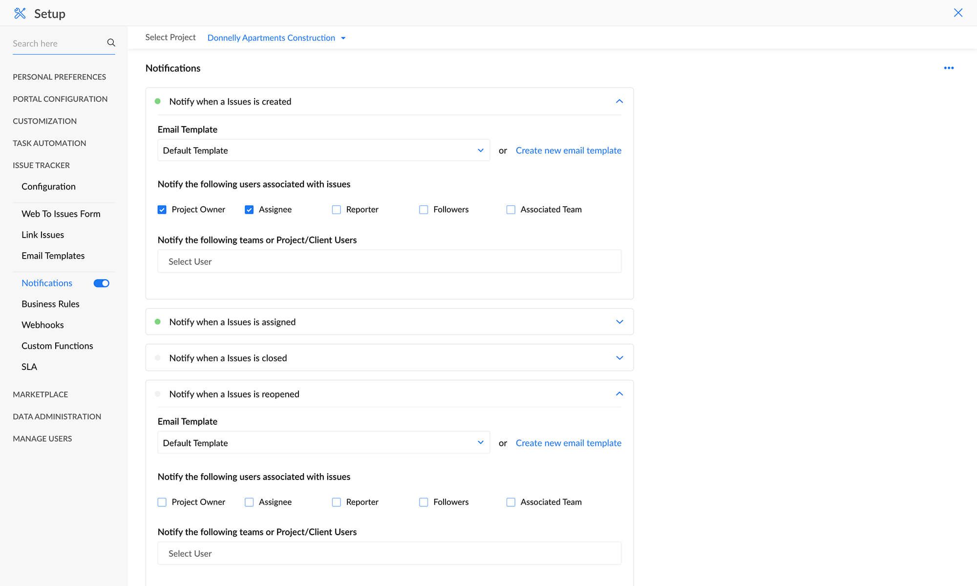 Configure notifications