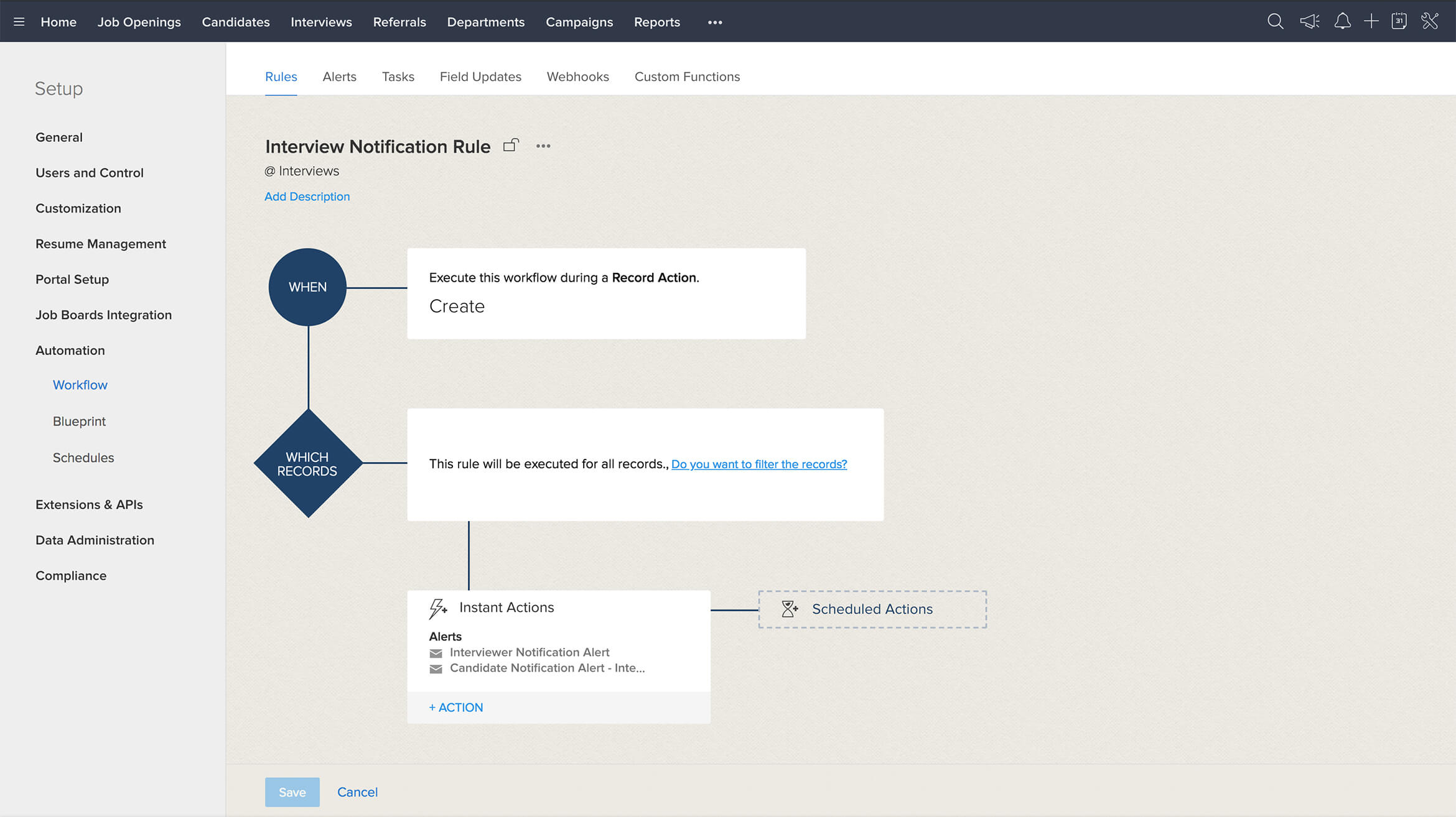 Workflow Automation - Candidate Management - Zoho Recruit
