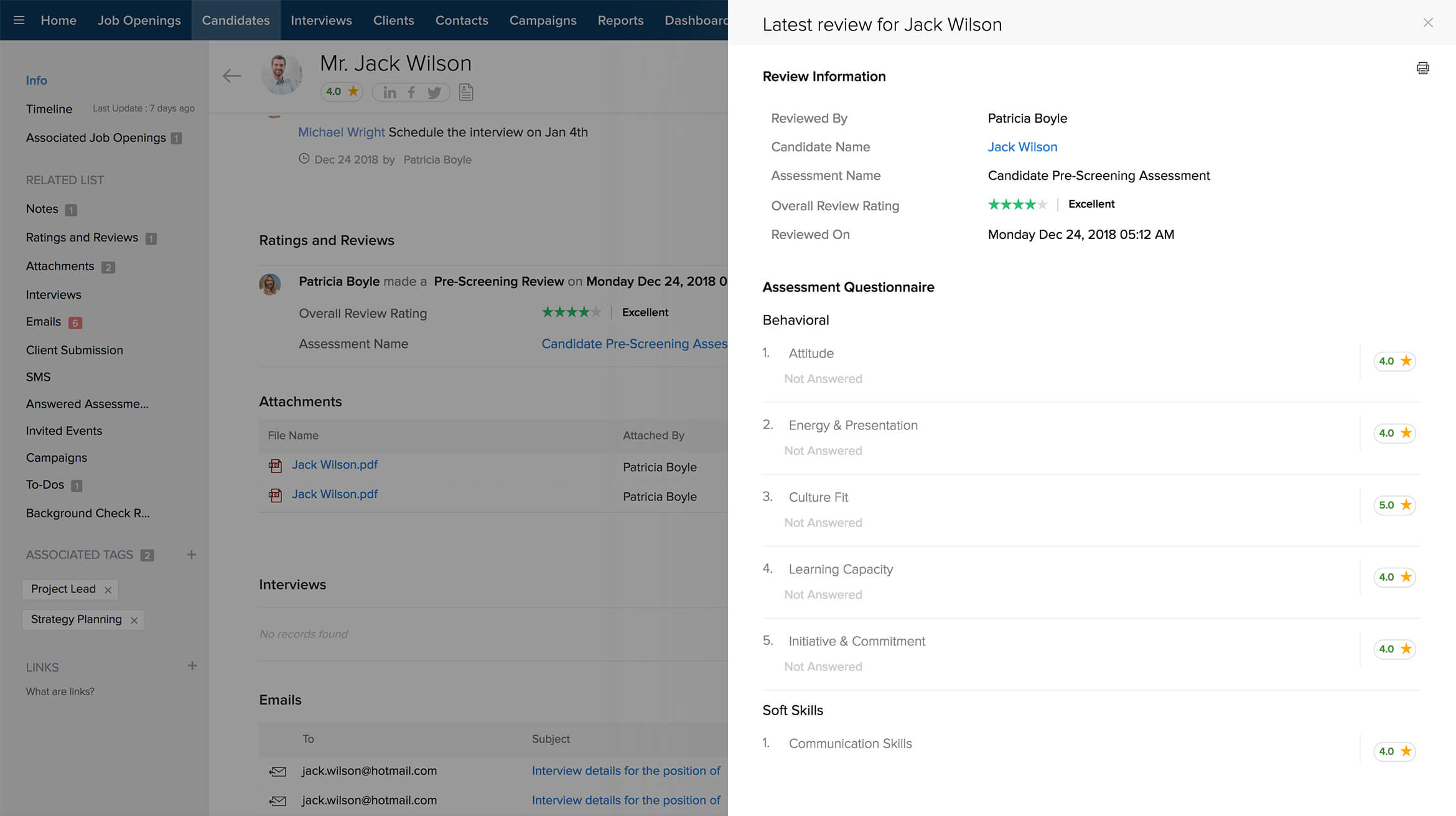 Candidate Ratings - Candidate Management - Zoho Recruit