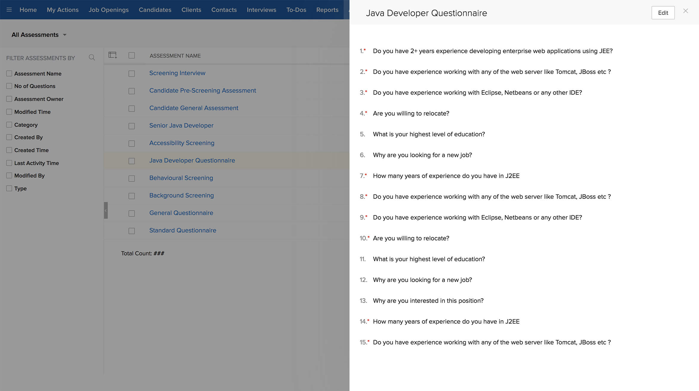 Candidate Assessment - Candidate Management - Zoho Recruit