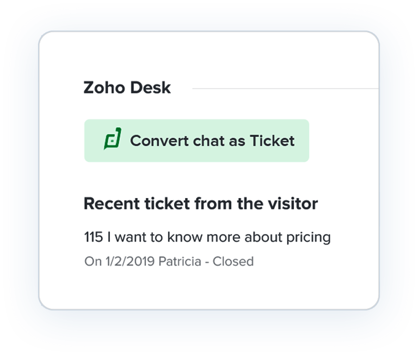 Conversione di ticket della live chat del cliente