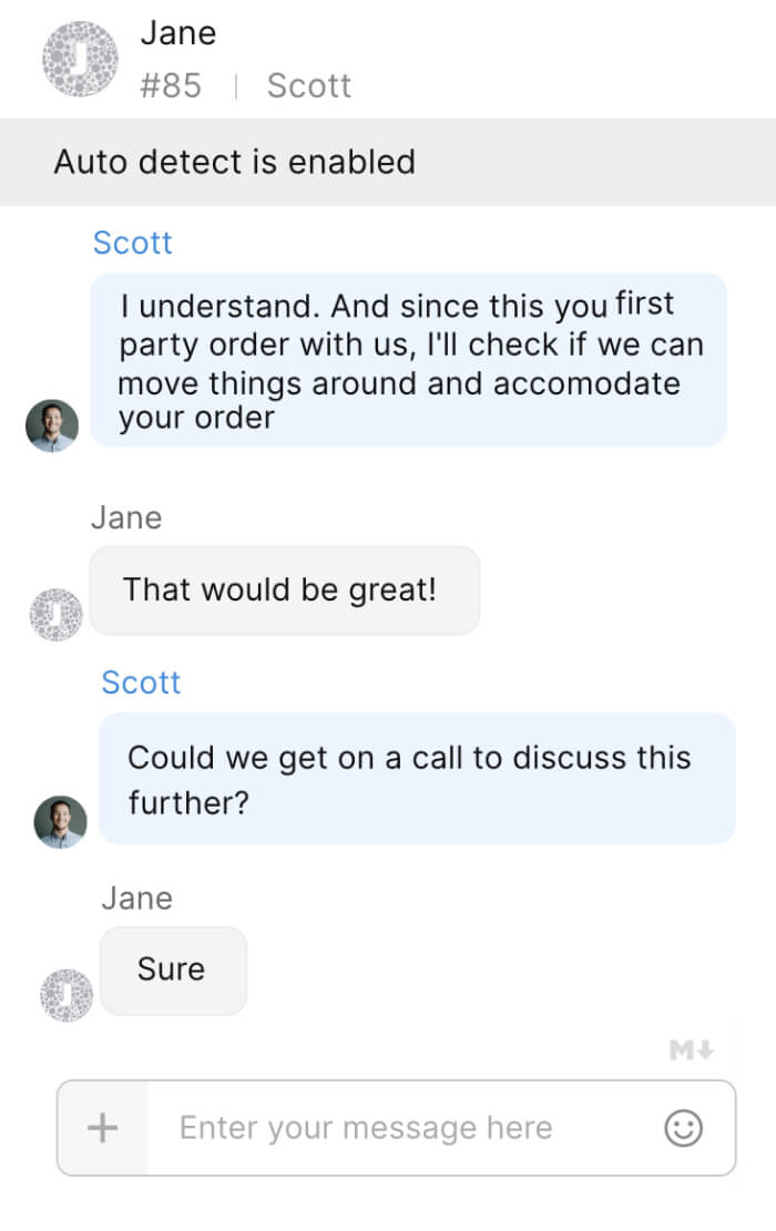 Audio call for live chat