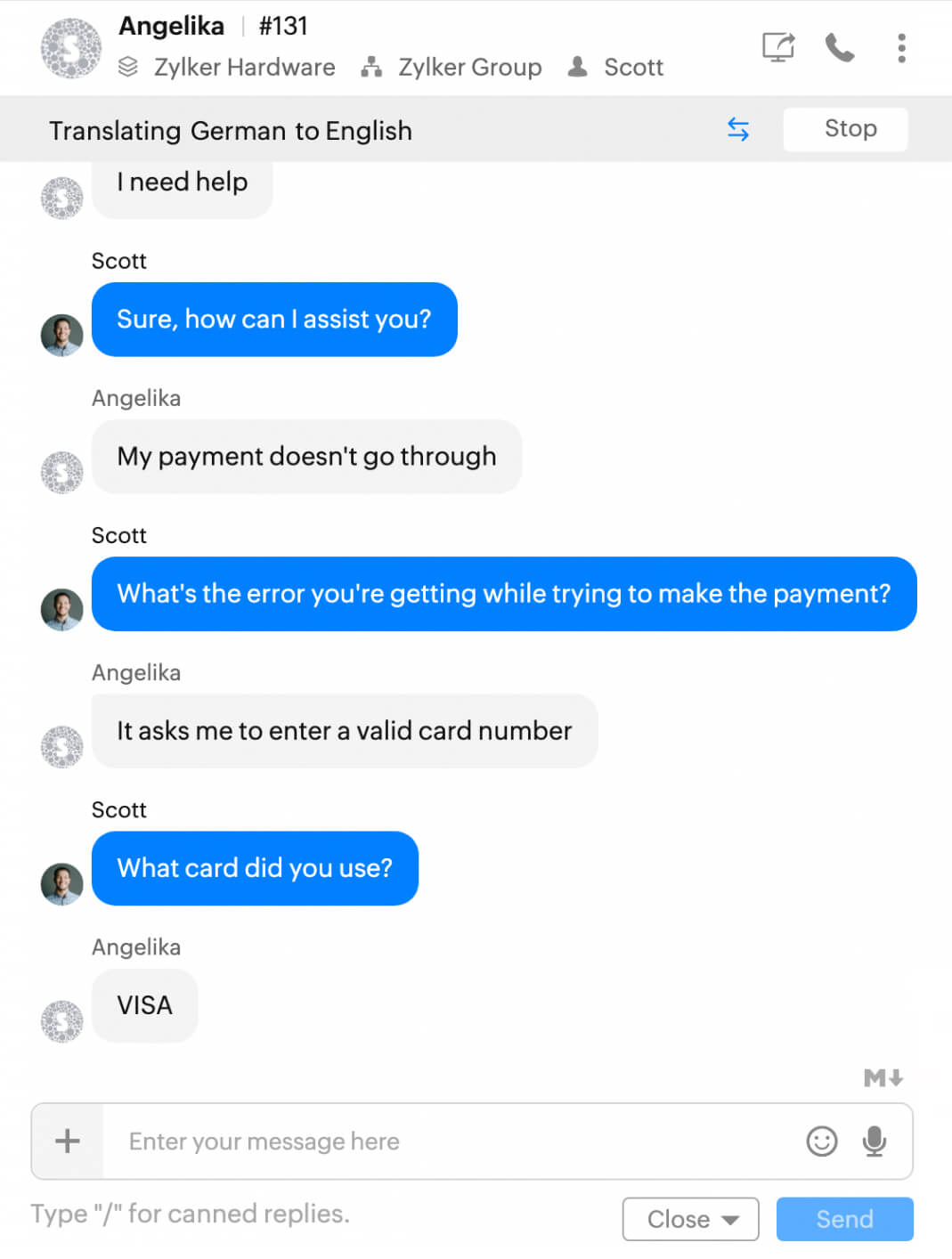 Engage globally with chat translation