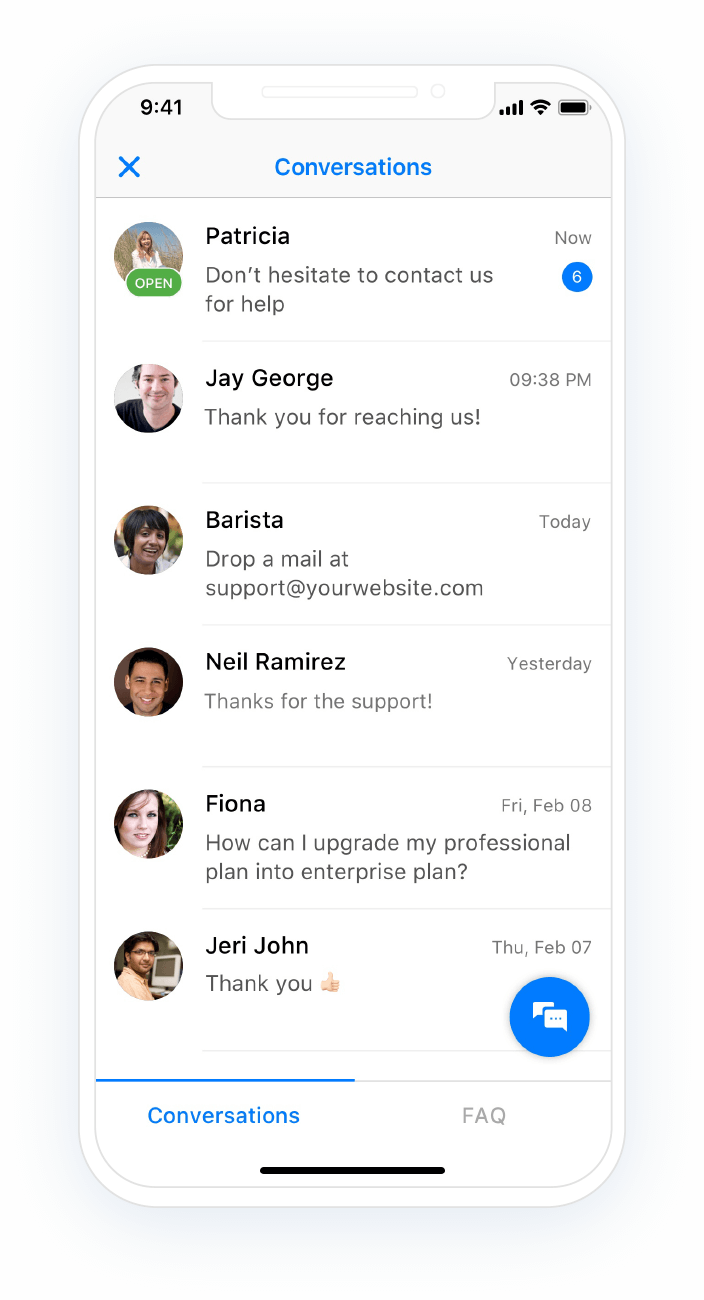 chat mobile per il servizio di assistenza clienti