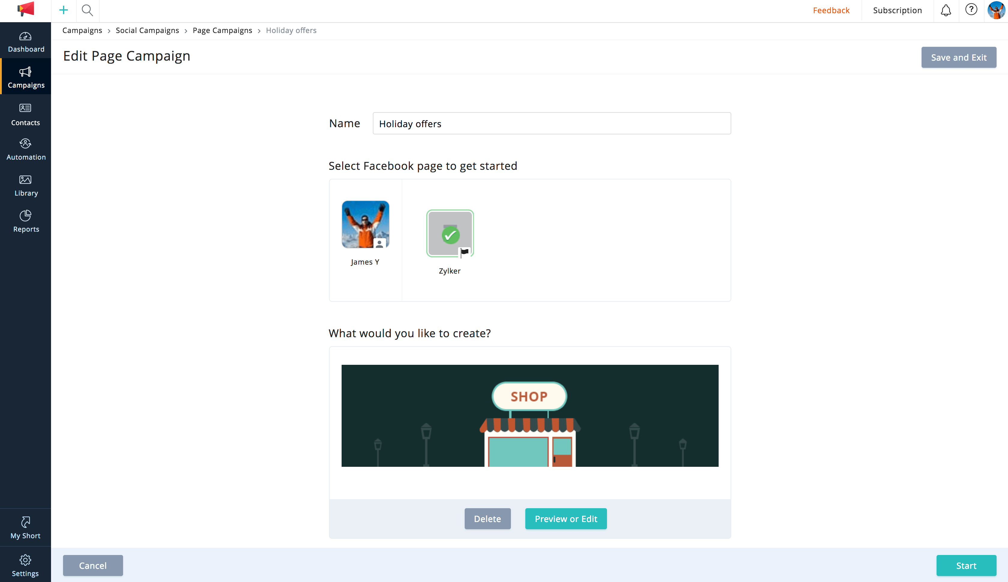 Create Facebook page campaigns