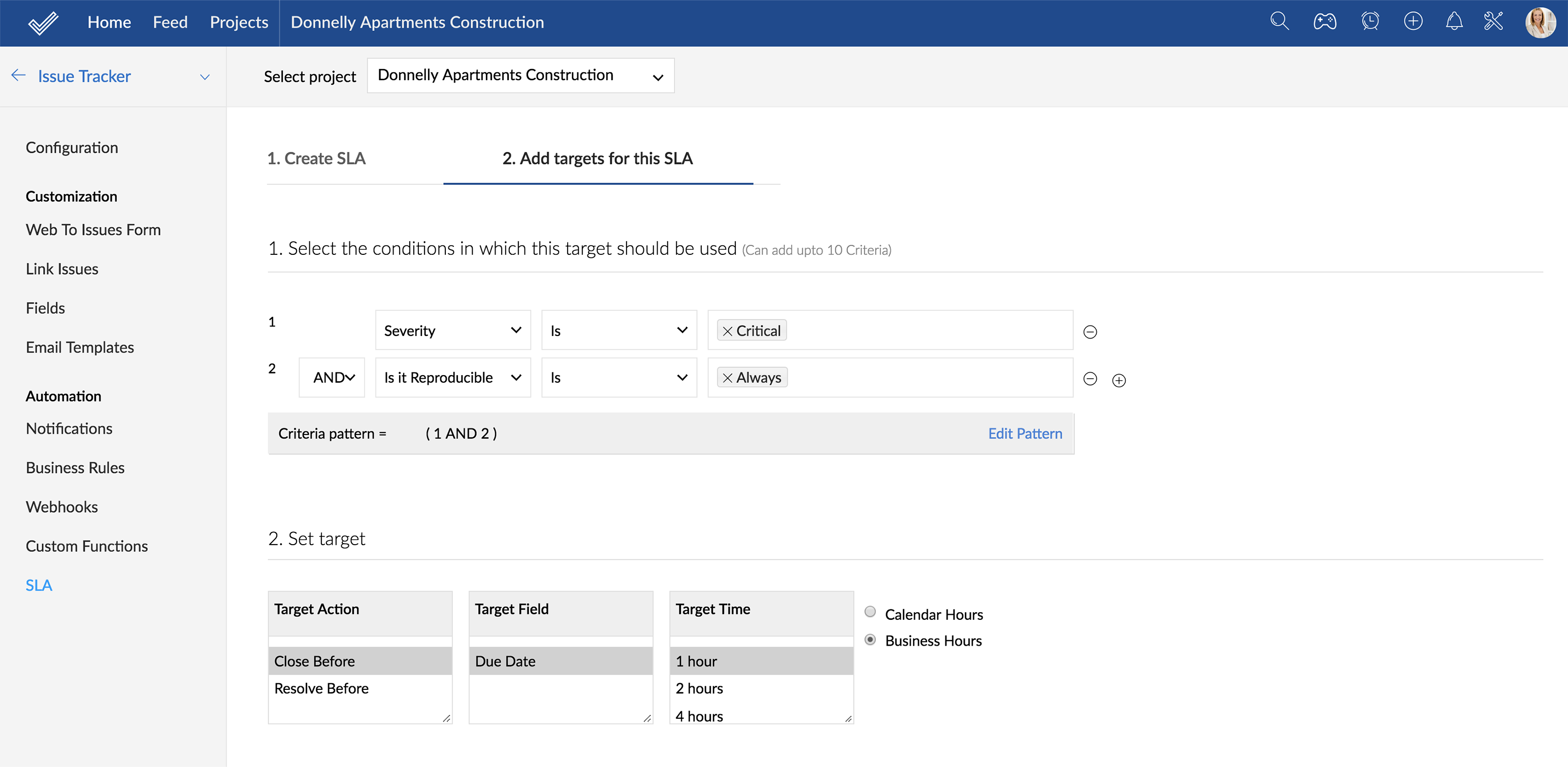 Set target for SLA Set Target for SLA