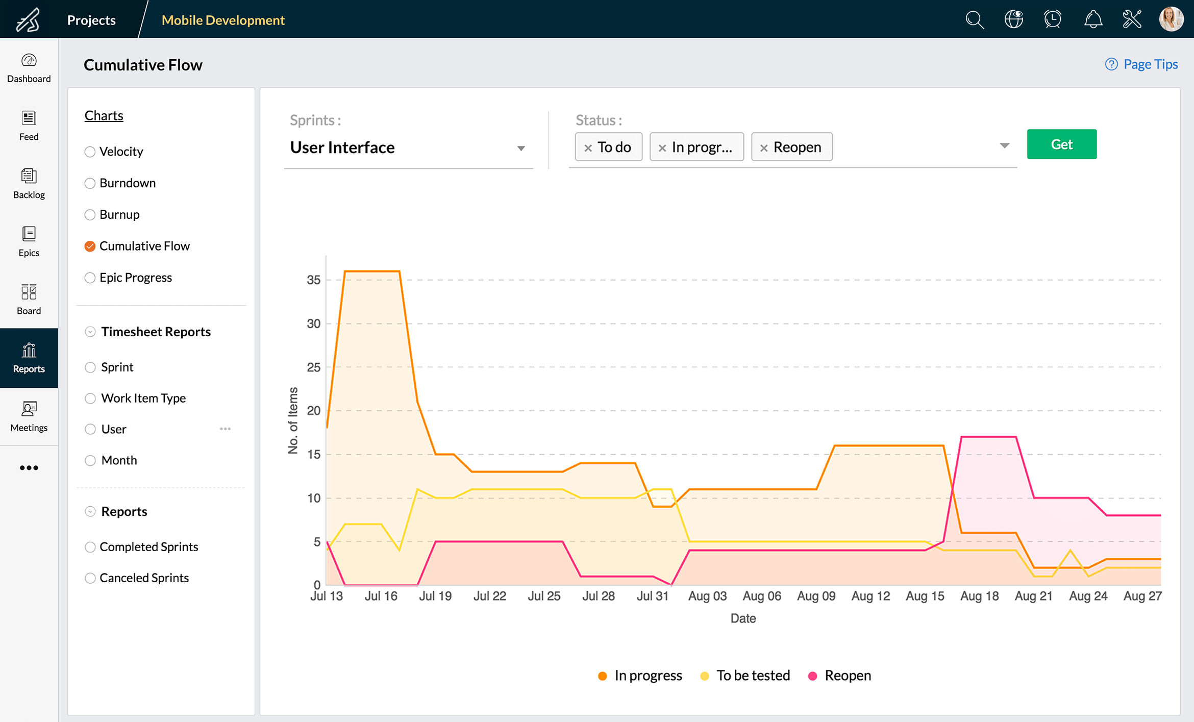 Agile scrum tools - Zoho Sprints