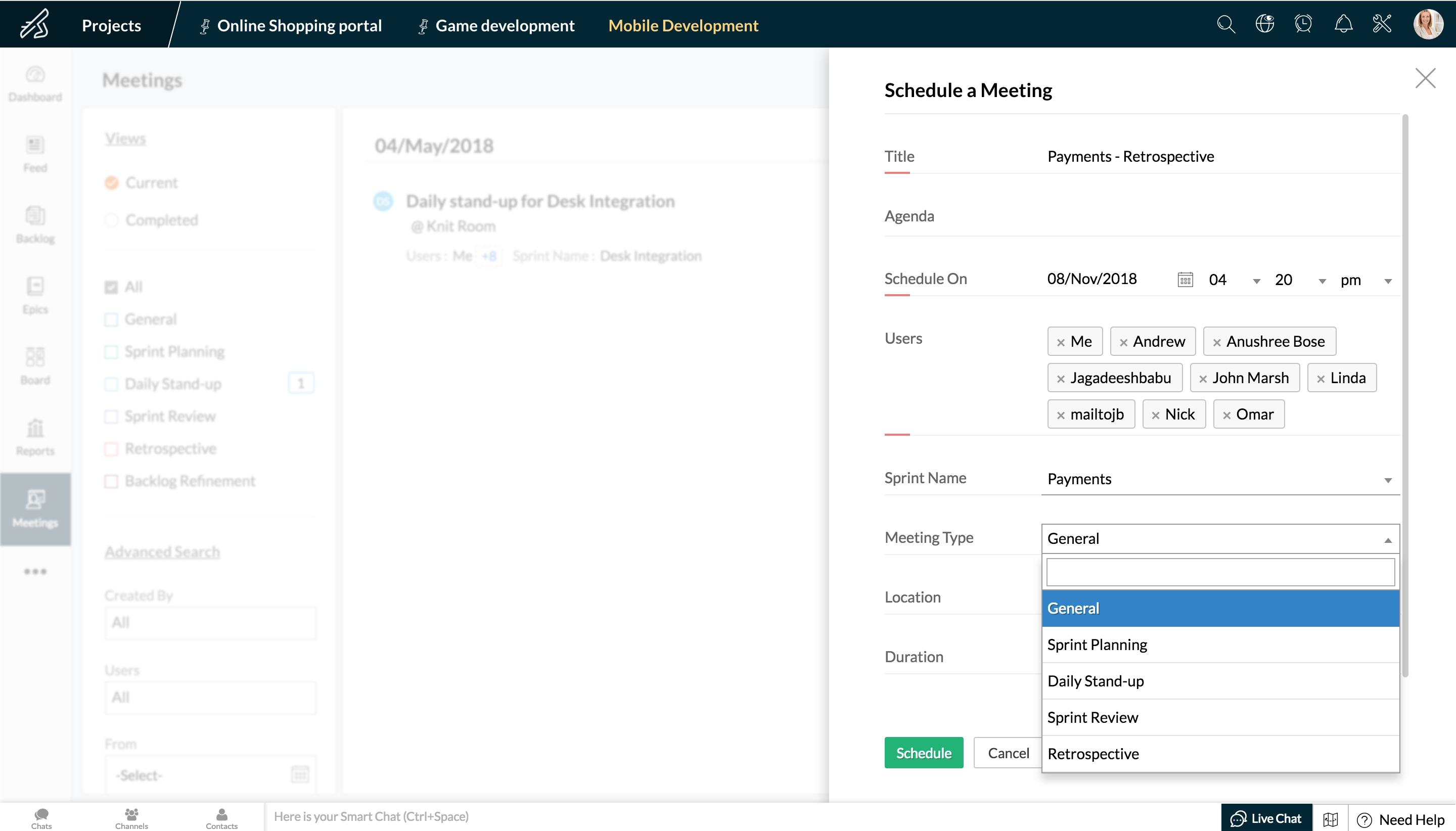 Online scrum software - Zoho Sprints