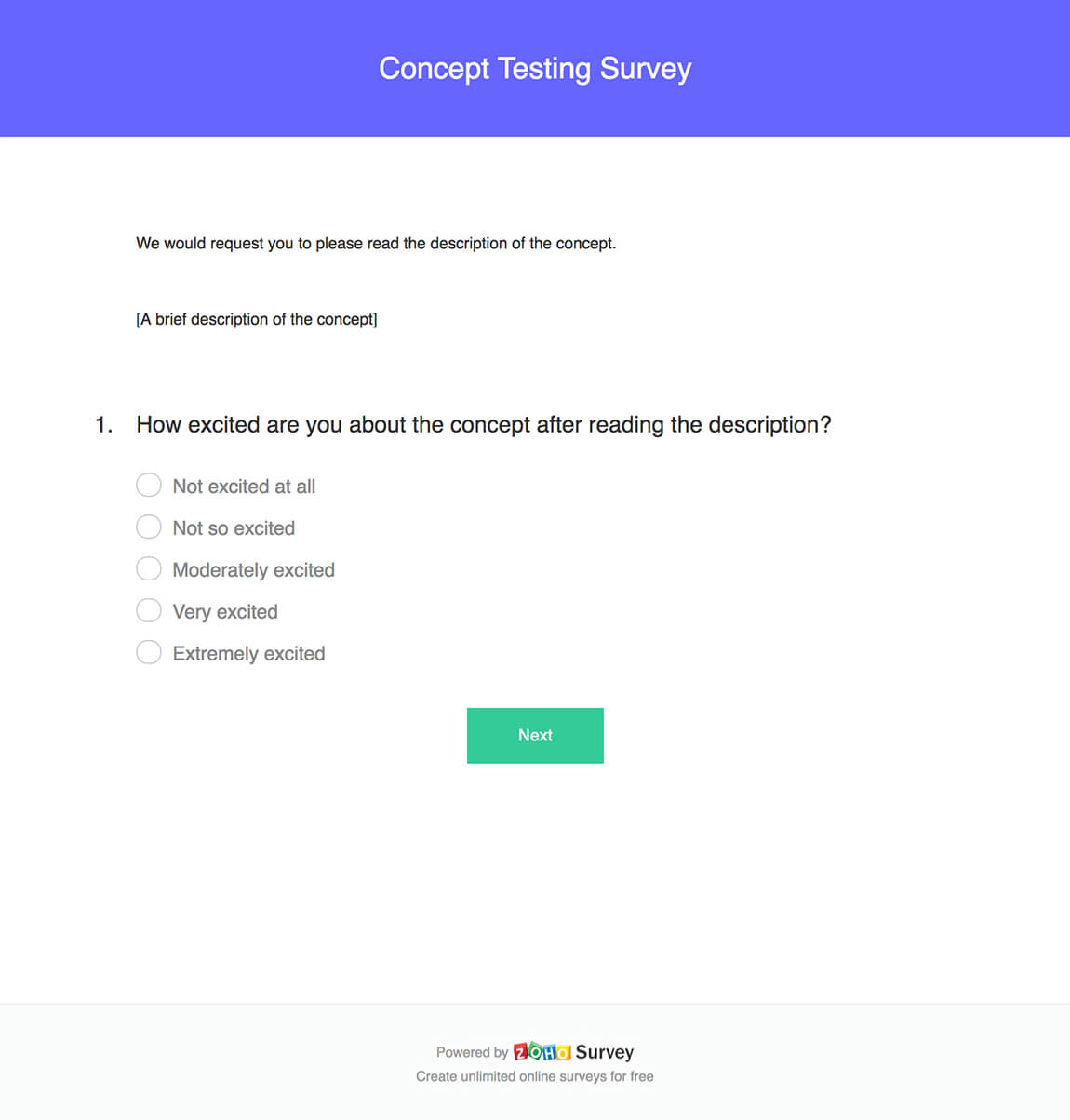 concept testing survey questionnaire template