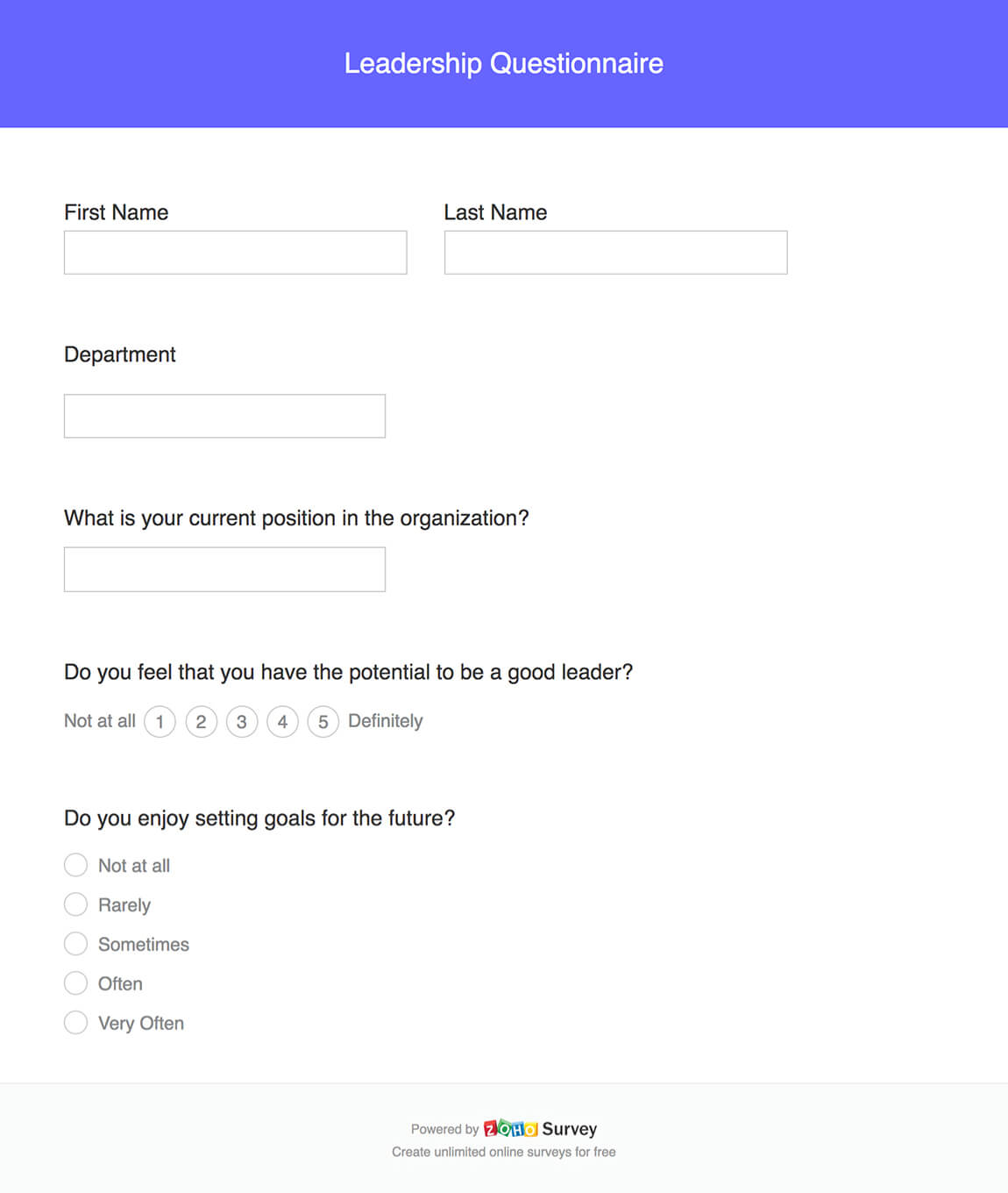 leadership survey questionnaire template