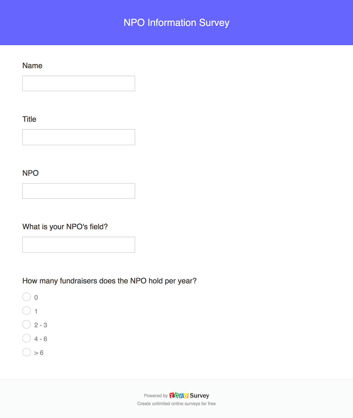NPO information survey questionnaire template