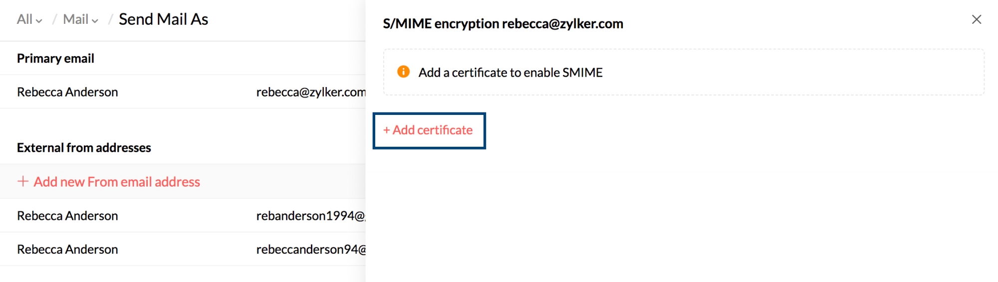 adding S/MIME certificate