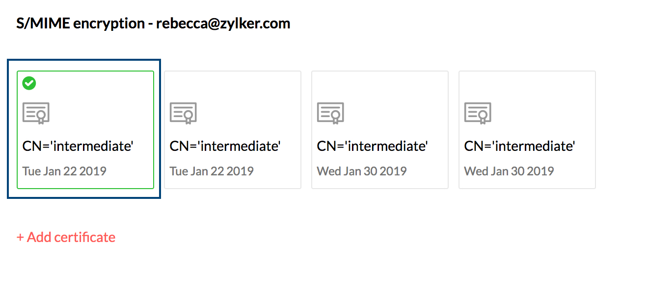 enable S/MIME certificate