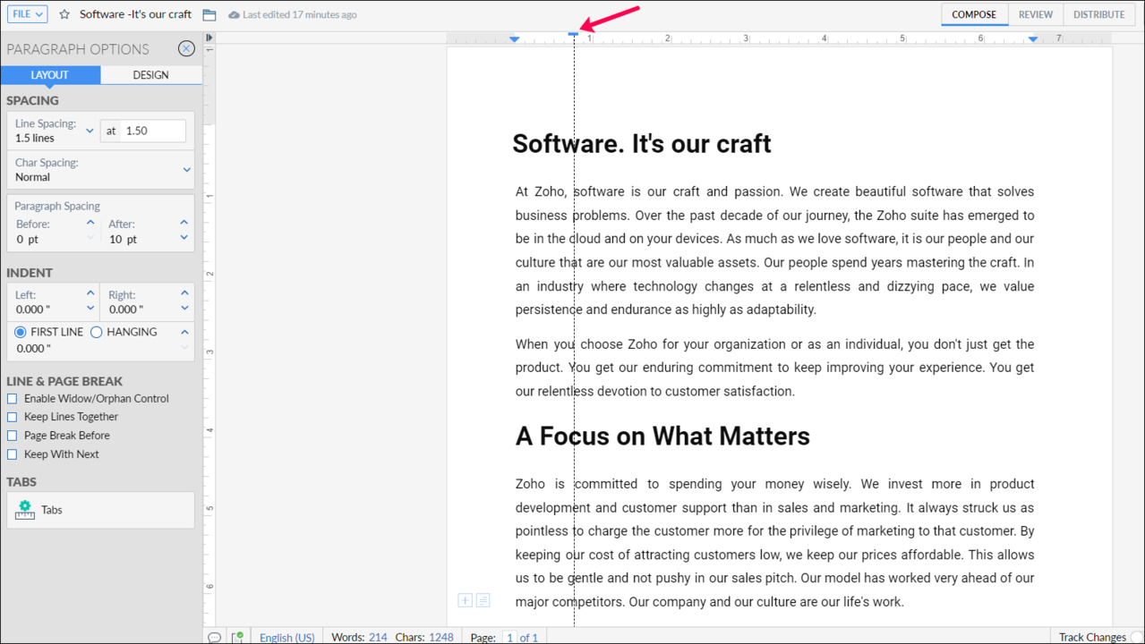first line/hanging indentation first line/hanging indentation